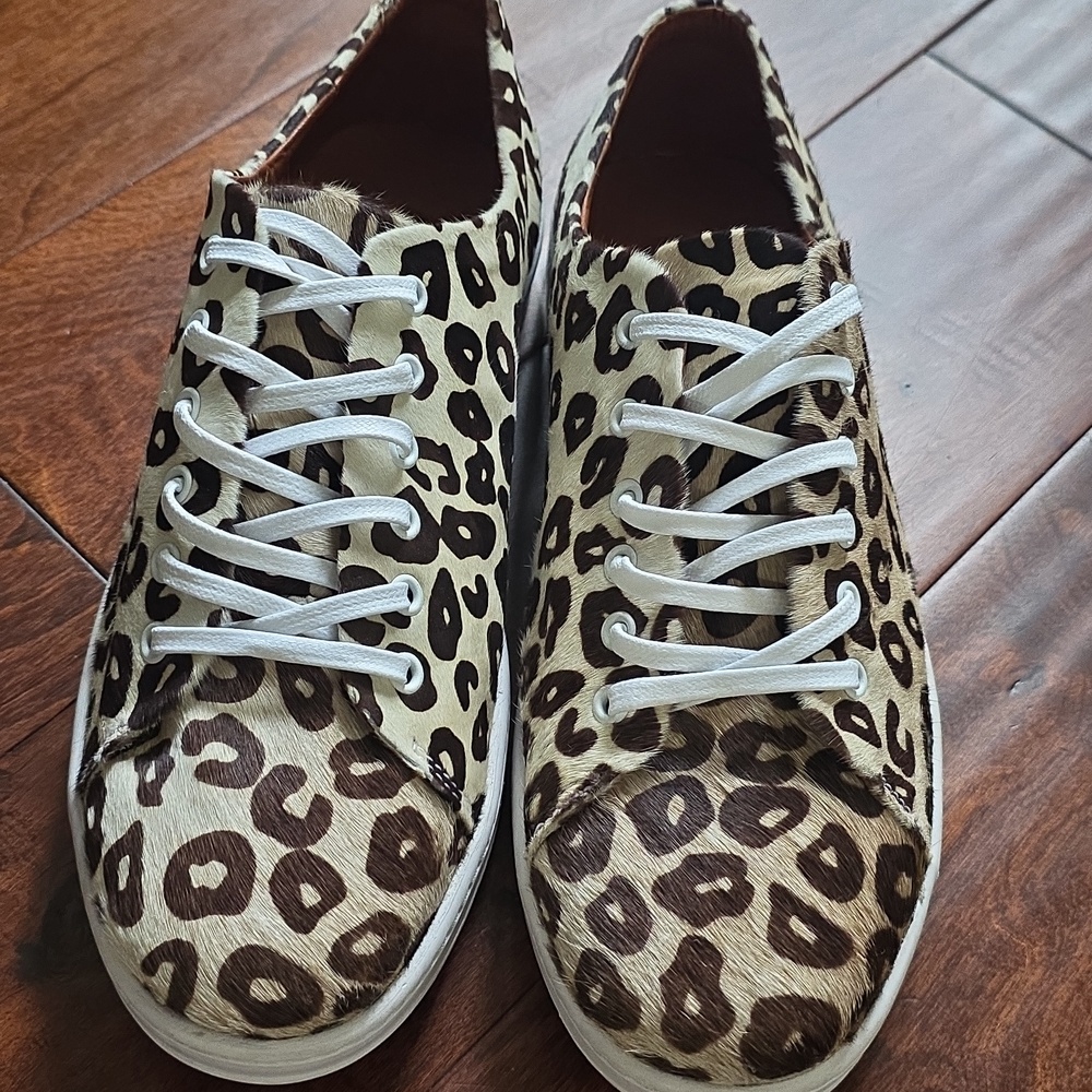 Two Pretty Leopard Print Genuine Calf Hair Sneakers - Leather Lined - Picture 7 of 11